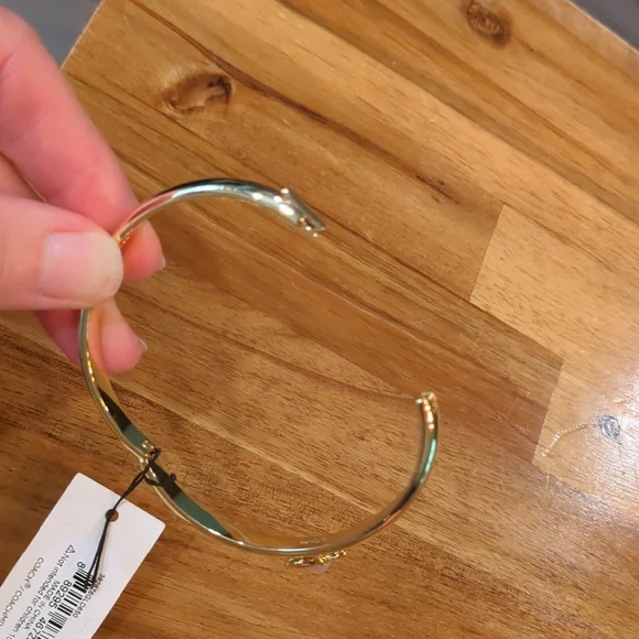 Coach Gold Tone Bangle Bracelet with C Charm - Picture 6 of 7